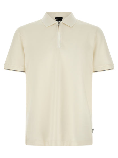 Polo Shirt by Hugo Boss for men in cotton beige & striped presents a crisp silhouette, artfully detailed with a crisp and crisp .