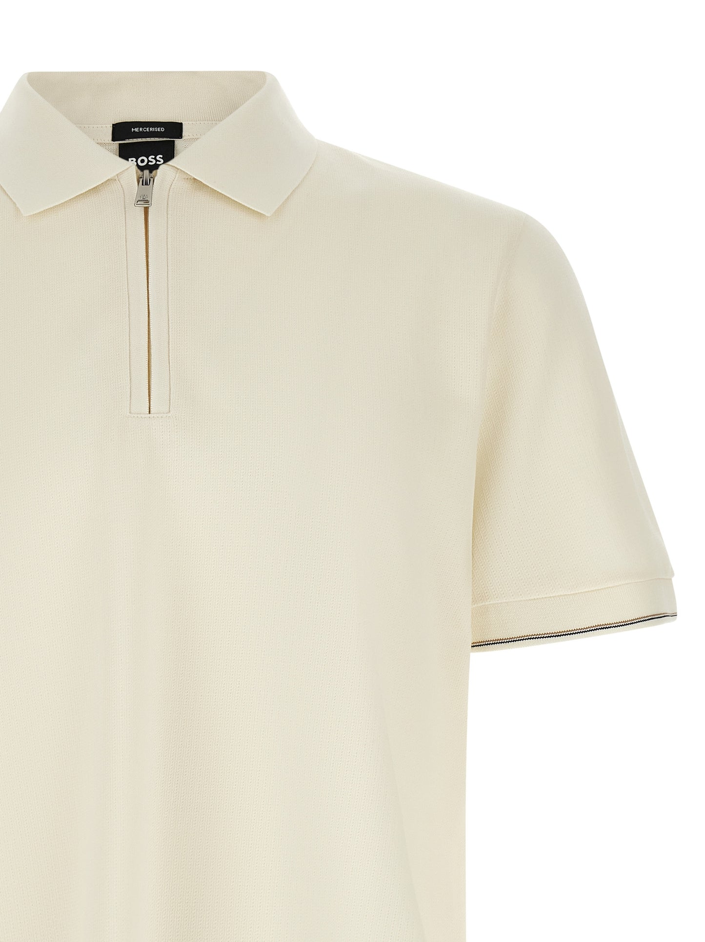 This Polo Shirt by Hugo Boss for men in cotton beige & striped presents a flawless silhouette, showcasing flawless detailing and a refined for a truly flawless aesthetic.