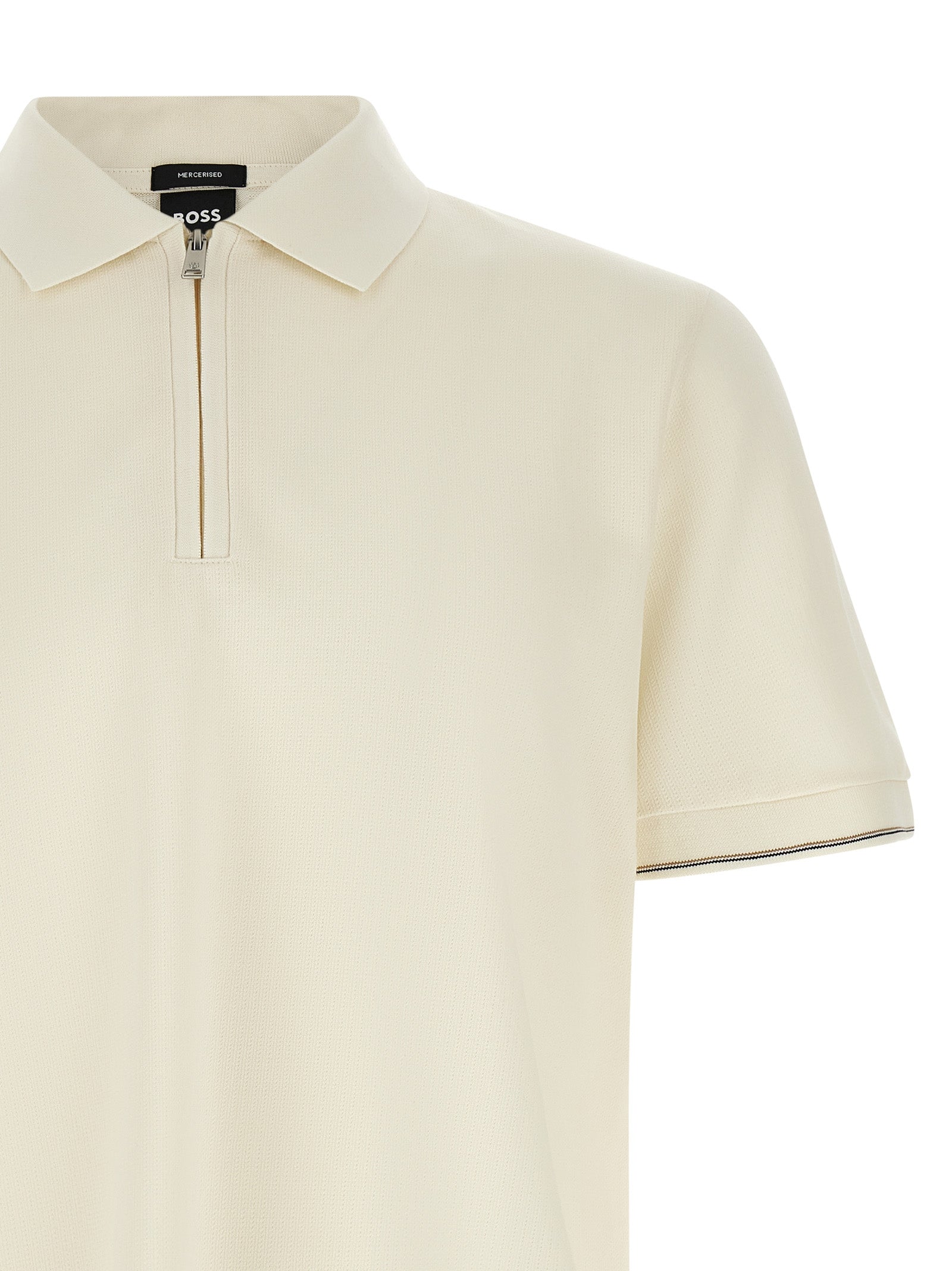 This Polo Shirt by Hugo Boss for men in cotton beige & striped presents a flawless silhouette, showcasing flawless detailing and a refined for a truly flawless aesthetic.