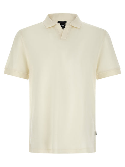 This Polo Shirt by Hugo Boss for men in cotton white presents a flawless silhouette, showcasing flawless short-sleeve detailing and a refined for a truly flawless aesthetic.