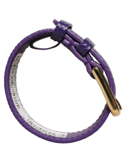 Dolce & Gabbana Violet Textured Leather Gold Buckle Belt Strap Bracelet