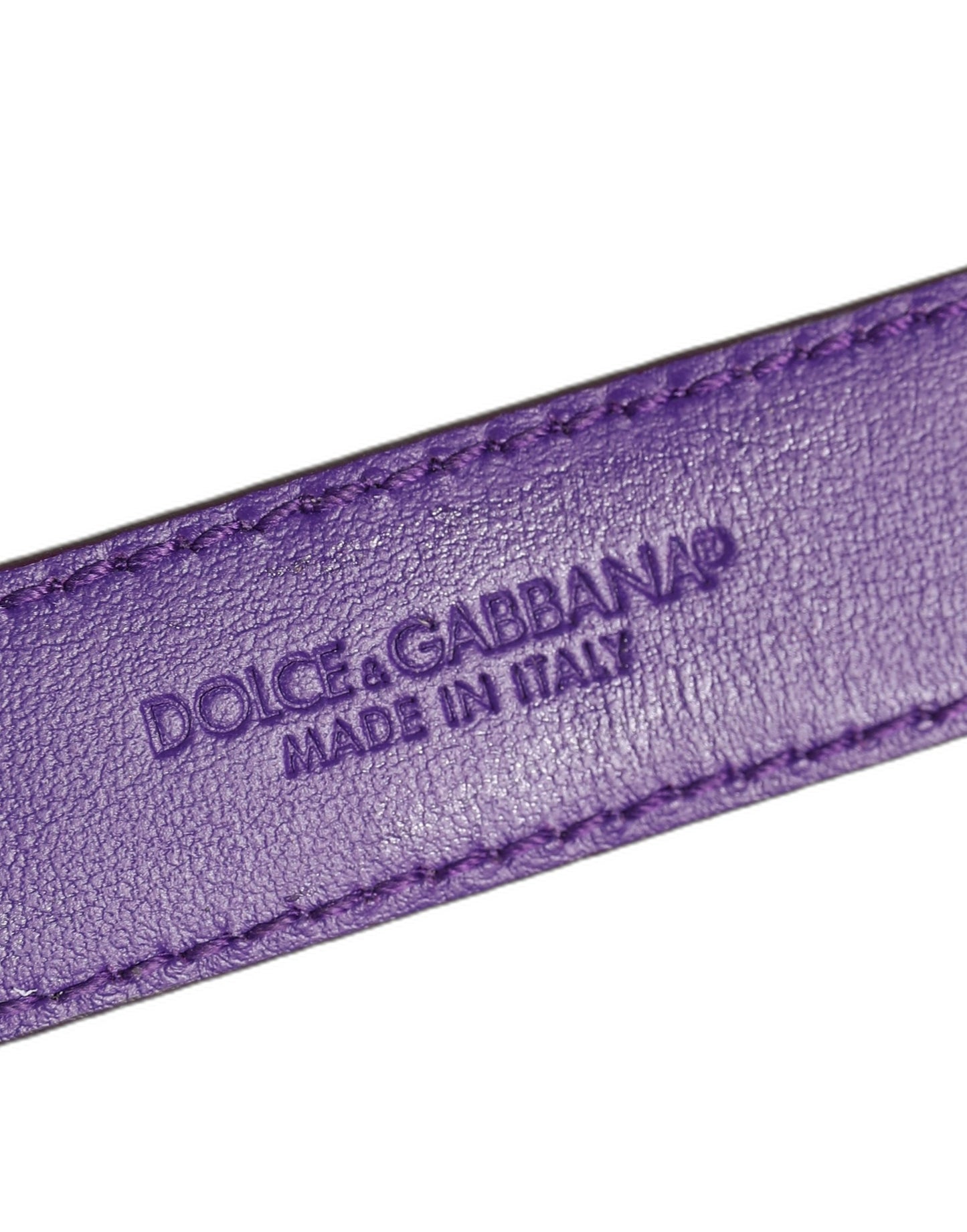 Dolce & Gabbana Violet Embossed Leather Gold Buckle Belt Strap Bracelet