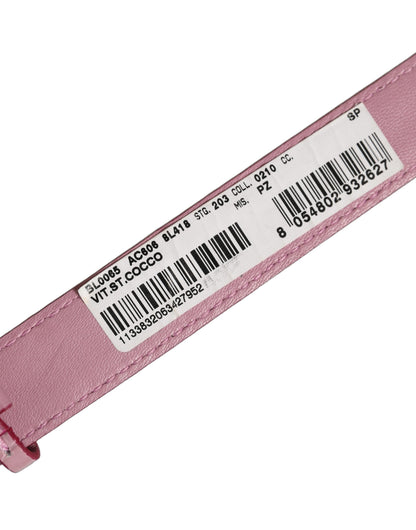 Dolce & Gabbana Pink Embossed Leather Gold Buckle Belt Strap Bracelet
