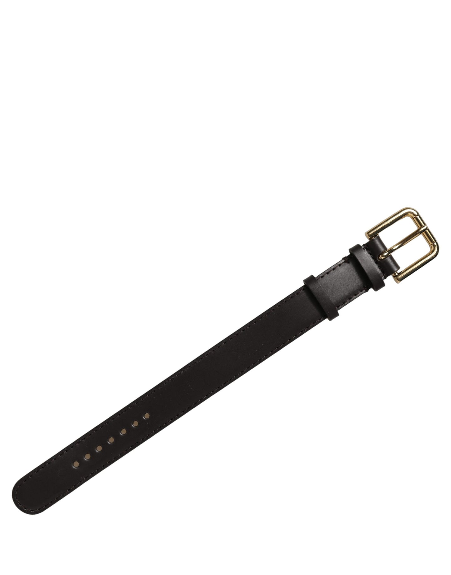 Dolce & Gabbana Black Calfskin Leather Gold Buckle Belt Strap Bracelet