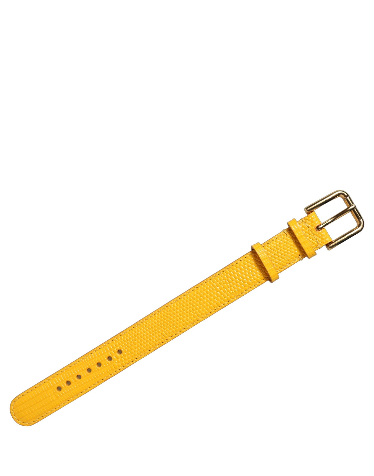 Dolce & Gabbana Yellow Textured Leather Gold Buckle Belt Strap Bracelet