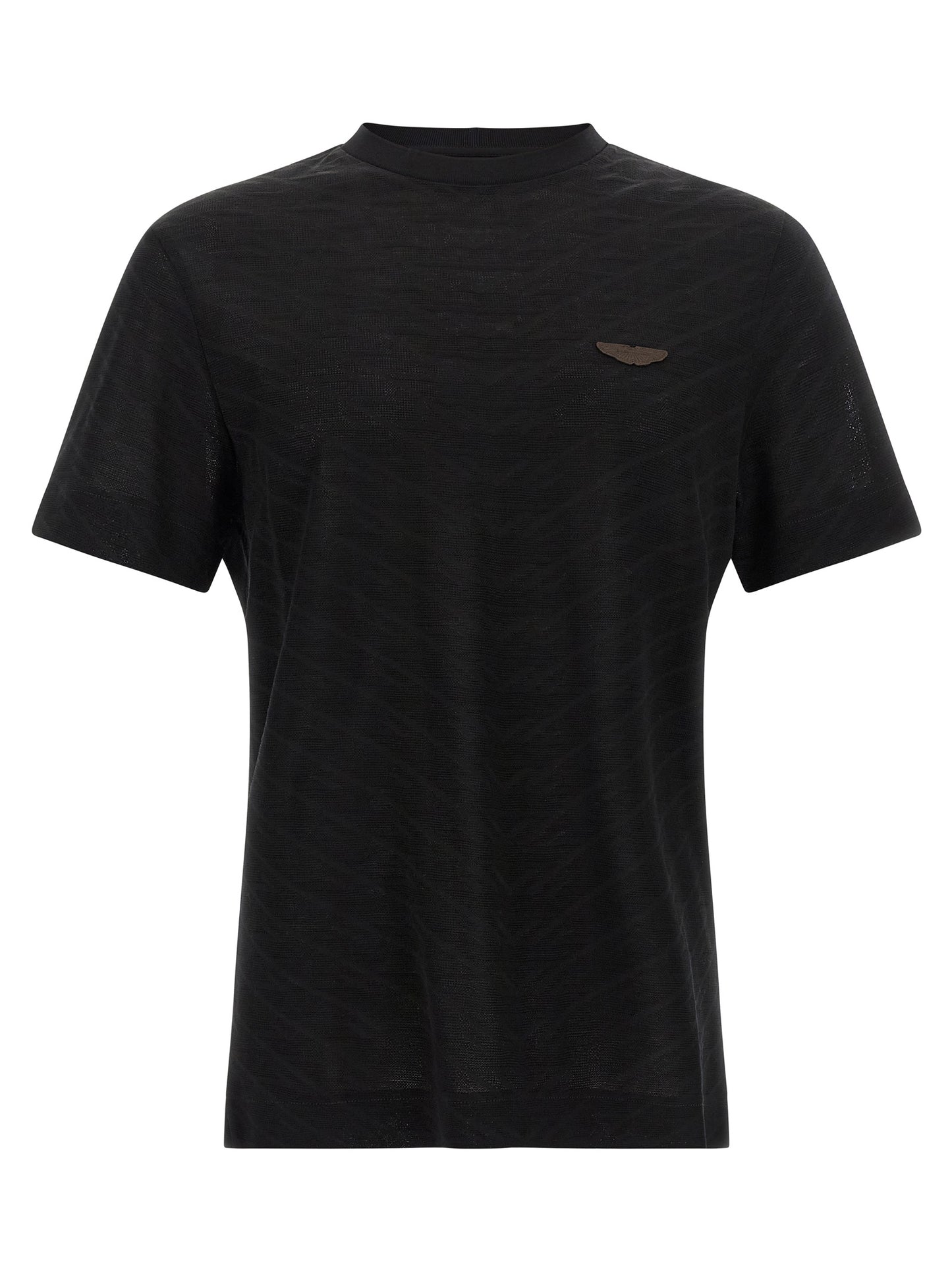 T-Shirt by Hugo Boss for men in cotton black & jacquard showcases a chic silhouette, artfully detailed with a chic crew neckline and for a chic finish.