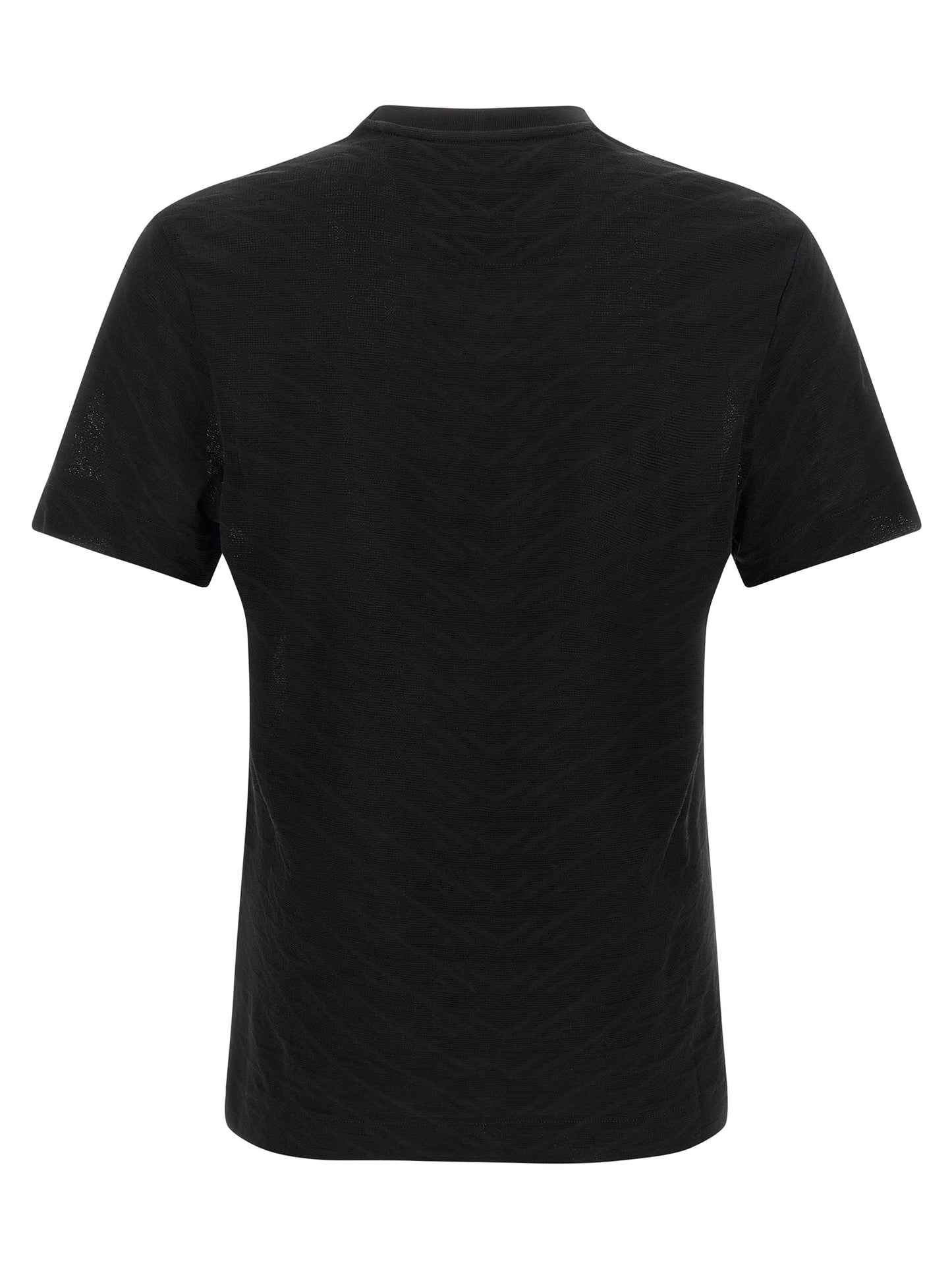 T-Shirt by Hugo Boss for men in cotton black & jacquard features an on trend silhouette, perfectly showcasing a on trend and crew neckline for an elevated aesthetic.