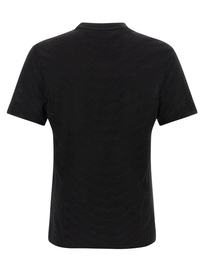 T-Shirt by Hugo Boss for men in cotton black & jacquard features an on trend silhouette, perfectly showcasing a on trend and crew neckline for an elevated aesthetic.