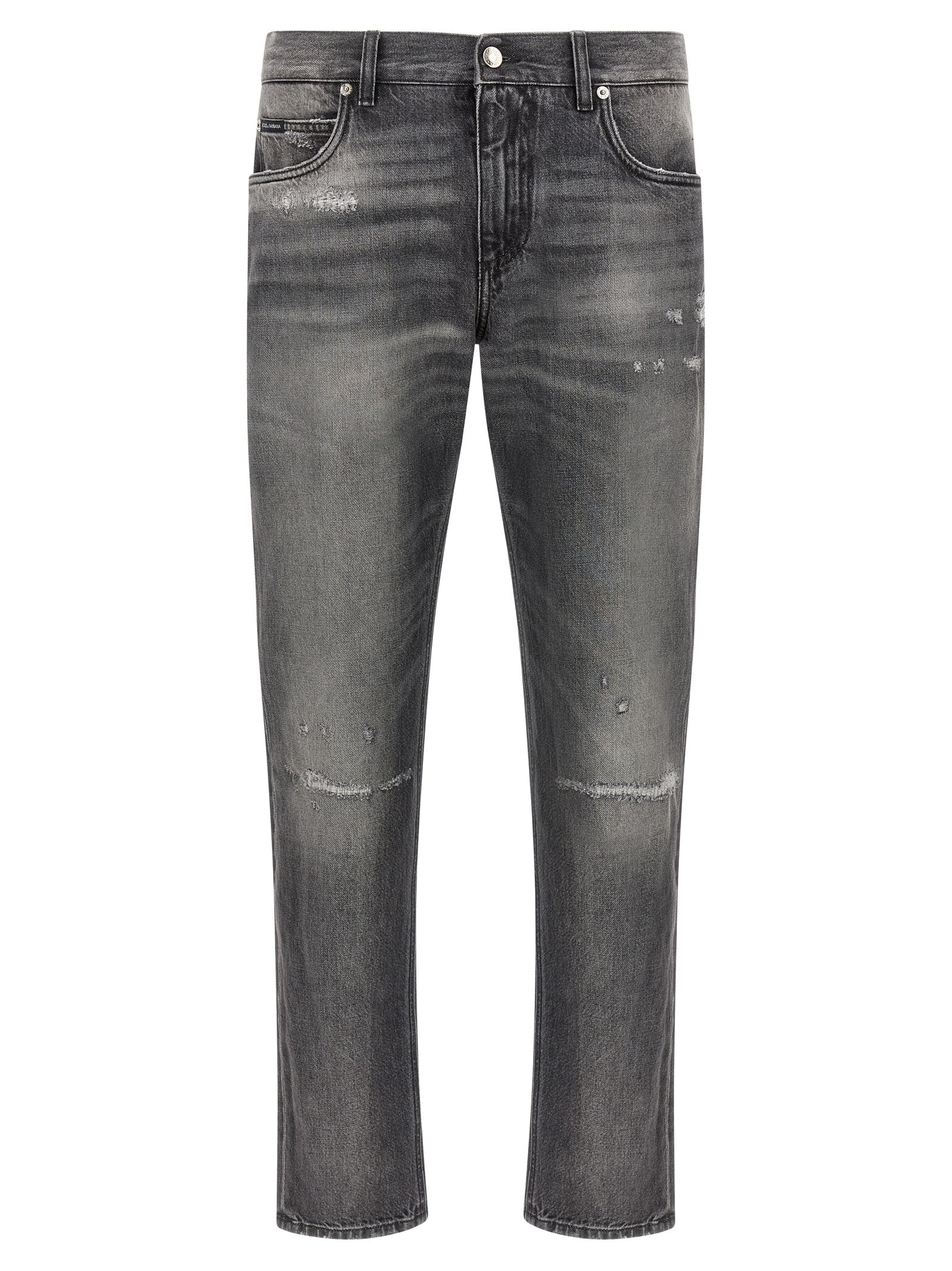 Jeans by Dolce & Gabbana for men in denim cotton gray features an refined tailoring silhouette, showcasing a premium with a and long cut for a refined tailoring look.