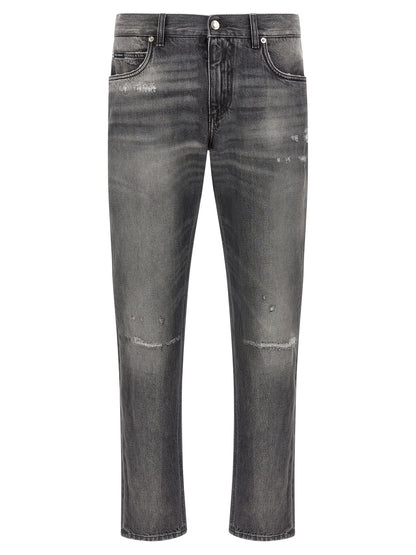 Jeans by Dolce & Gabbana for men in denim cotton gray features an refined tailoring silhouette, showcasing a premium with a and long cut for a refined tailoring look.