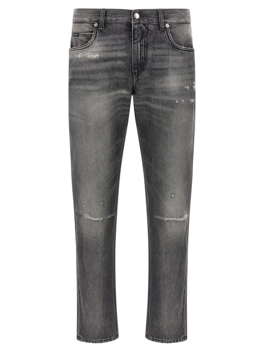 Jeans by Dolce & Gabbana for men in denim cotton gray features an refined tailoring silhouette, showcasing a premium with a and long cut for a refined tailoring look.