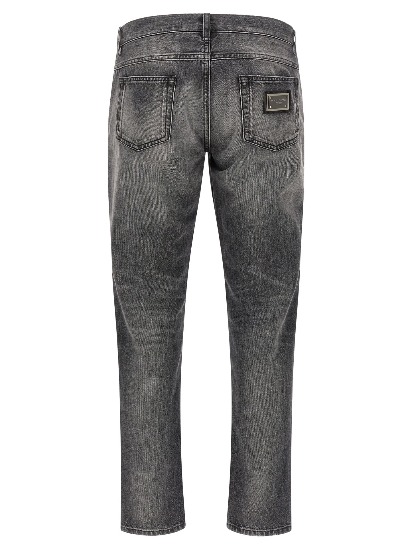 Jeans by Dolce & Gabbana for men in denim cotton gray features an sartorial and long with a cut for a sartorial finish.