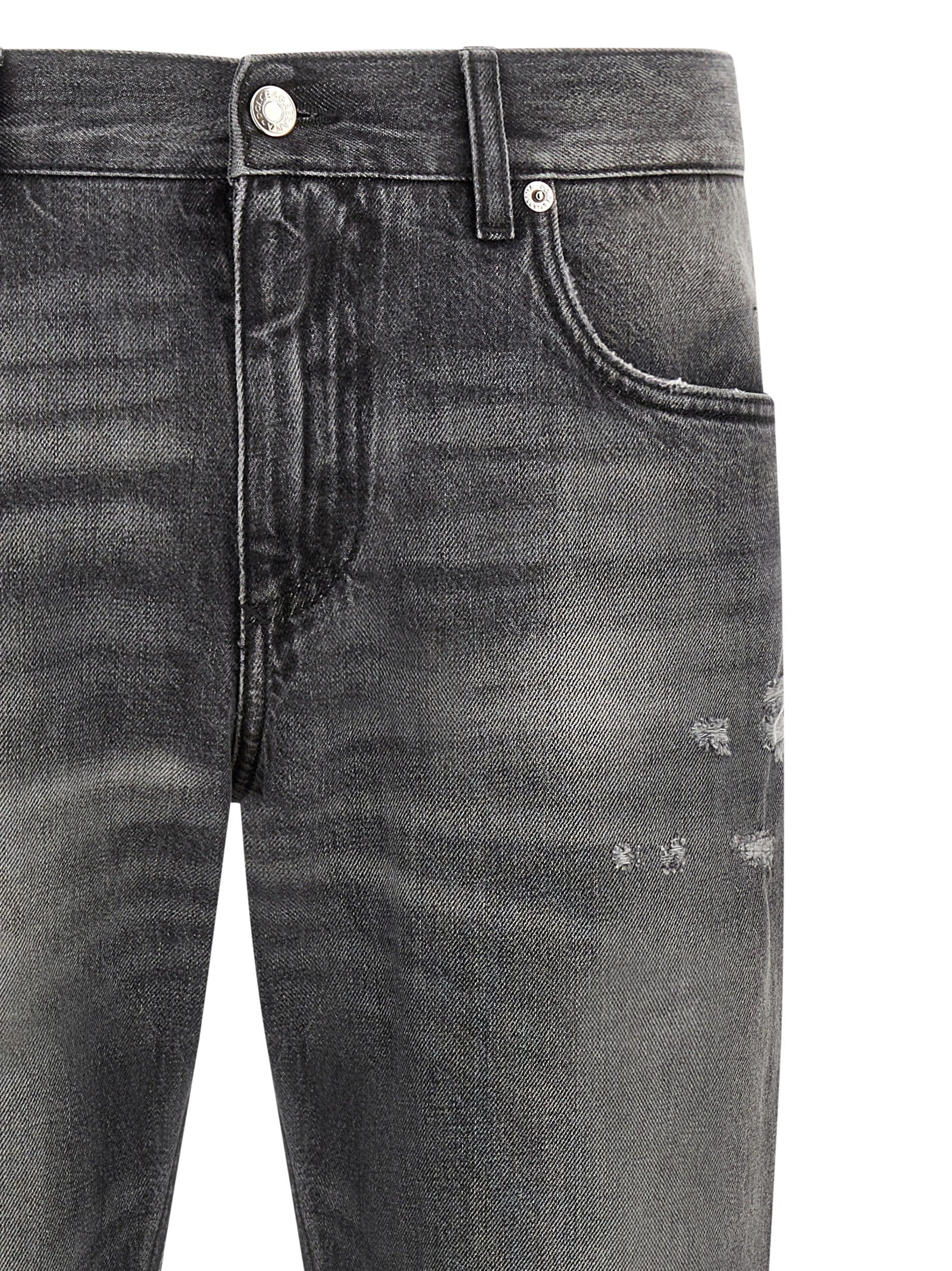 Jeans by Dolce & Gabbana for men in denim cotton gray features an refined tailoring silhouette, showcasing a premium with a and long cut for a refined tailoring look.