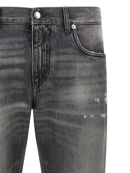Jeans by Dolce & Gabbana for men in denim cotton gray features an refined tailoring silhouette, showcasing a premium with a and long cut for a refined tailoring look.