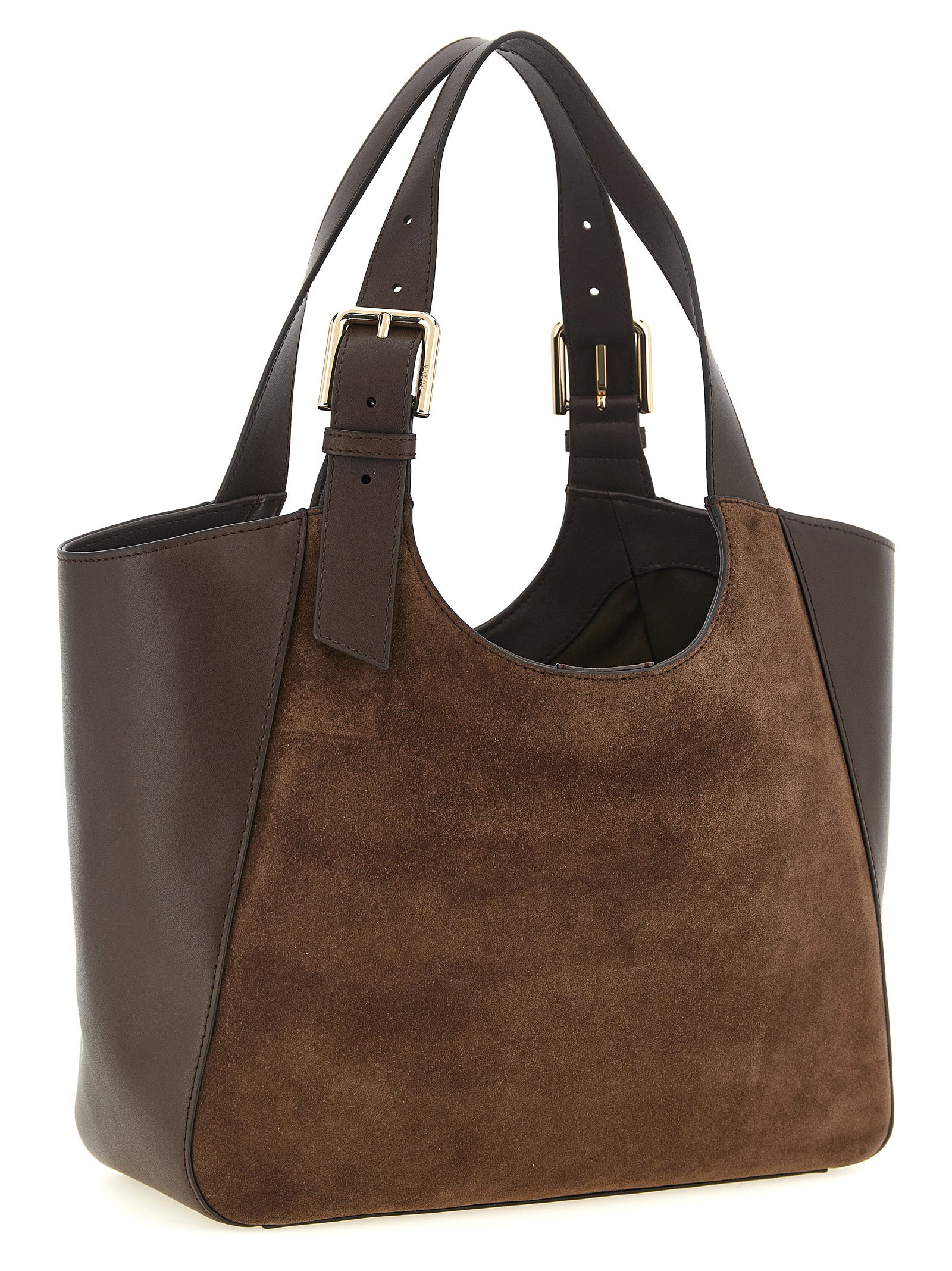Shoulder Tote Bag by Furla for women in suede calfskin leather brown & gold features a distinguished Dora Suede Calfskin Leather Shoulder Tote Bag design, complete with a secure magnetic & buckle, ample , and versatile shoulder-strap, adjustable-strap & handle for a distinguished look.