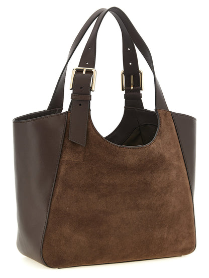 Shoulder Tote Bag by Furla for women in suede calfskin leather brown & gold features a distinguished Dora Suede Calfskin Leather Shoulder Tote Bag design, complete with a secure magnetic & buckle, ample , and versatile shoulder-strap, adjustable-strap & handle for a distinguished look.