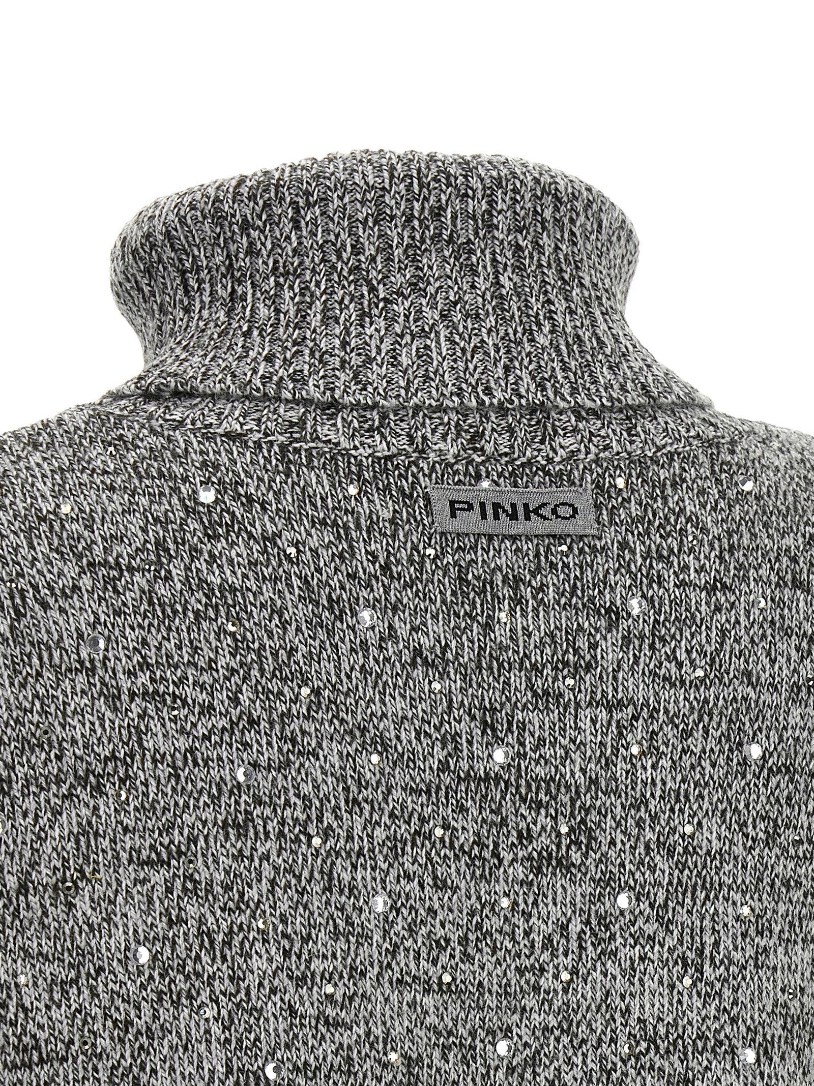 Cardigan by PINKO for women in wool & polyester gray & signature showcases a luxurious silhouette, meticulously detailed with a sophisticated and for a refined finish.