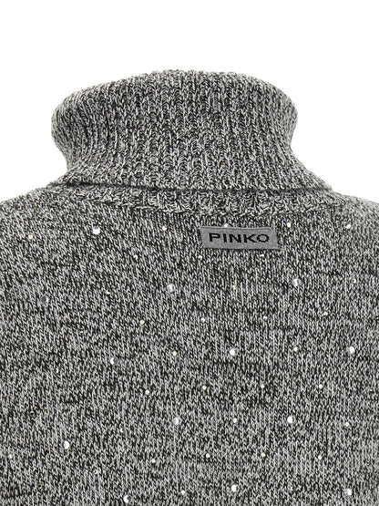 Cardigan by PINKO for women in wool & polyester gray & signature showcases a luxurious silhouette, meticulously detailed with a sophisticated and for a refined finish.