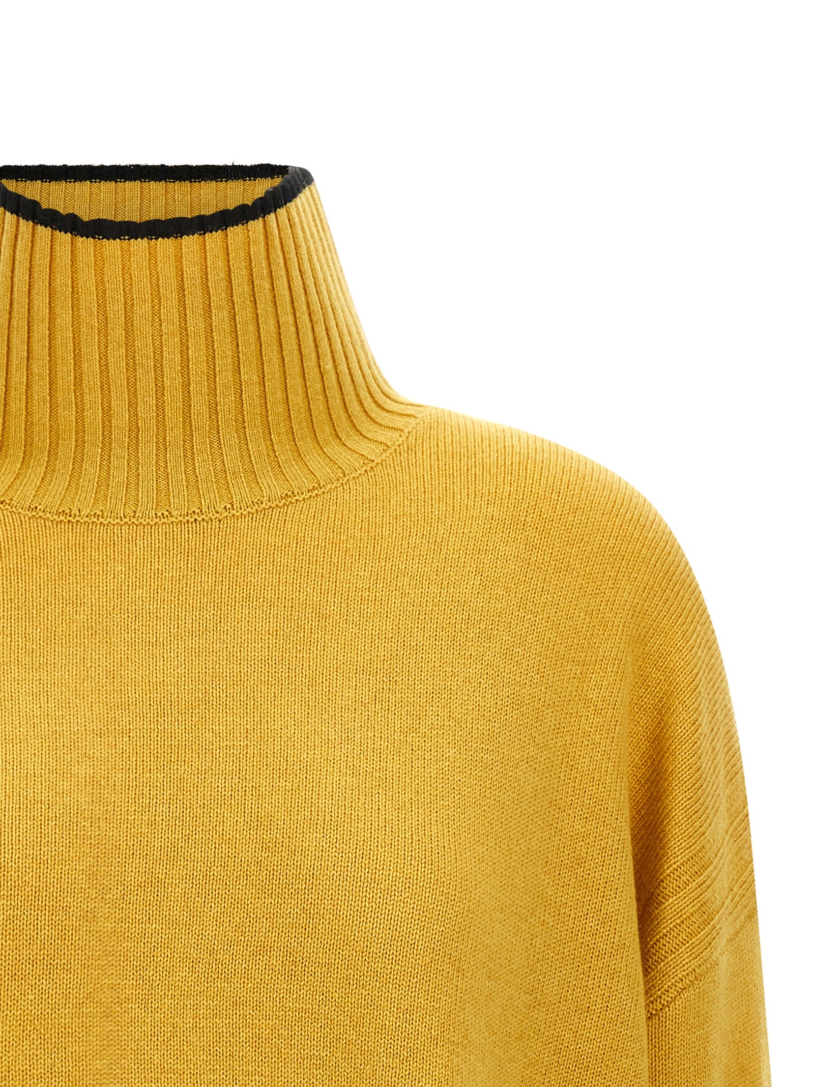 Cardigan by PINKO for women in cashmere bicolour, black, mustard & yellow showcases a captivating silhouette, artfully detailed with a captivating and turtle neckline for a truly sophisticated captivating look.
