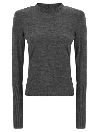 Cardigan by PINKO for women in merino wool gray features a nuanced silhouette with a refined and nuanced detailing for a sophisticated look.