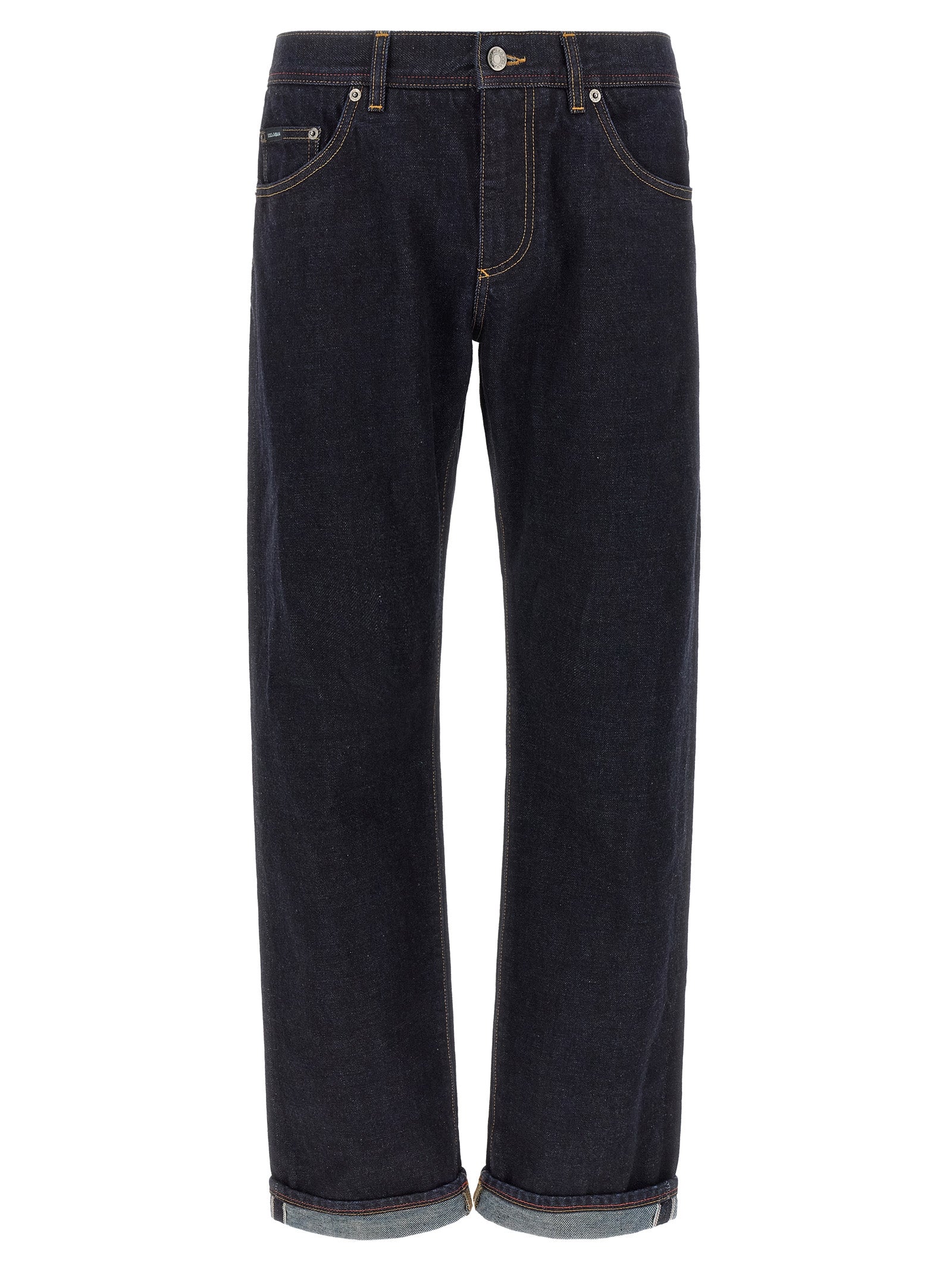 Jeans by Dolce & Gabbana for men in denim cotton blue, indigo & signature features an sartorial and long with a cut for a sartorial finish.