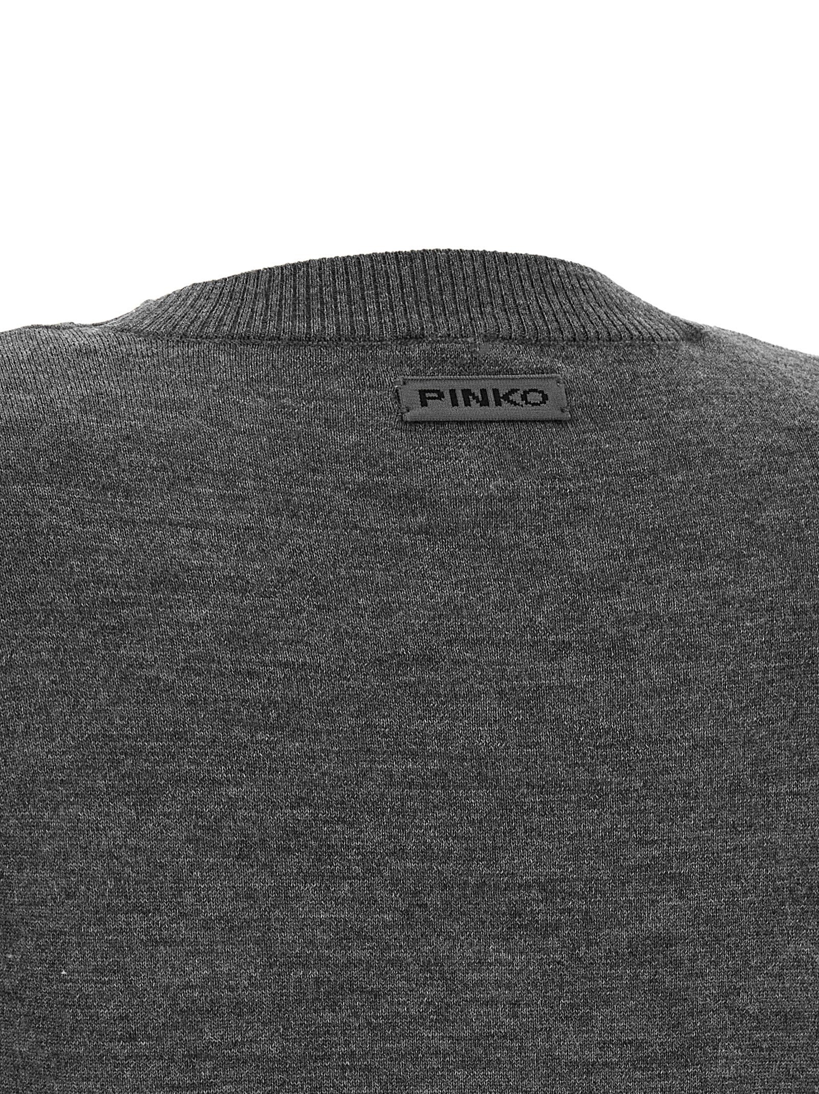 Cardigan by PINKO for women in merino wool gray showcases a luxurious silhouette, meticulously detailed with a sophisticated and for a refined finish.