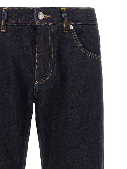 Jeans by Dolce & Gabbana for men in denim cotton blue, indigo & signature features a refined silhouette with a refined , defined by a and a refined long for a refined finish.