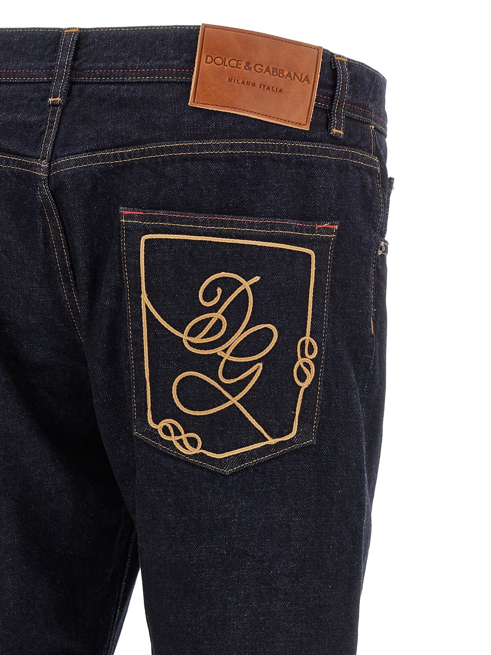Jeans by Dolce & Gabbana for men in denim cotton blue, indigo & signature features an refined tailoring silhouette, showcasing a premium with a and long cut for a refined tailoring look.