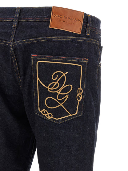 Jeans by Dolce & Gabbana for men in denim cotton blue, indigo & signature features an refined tailoring silhouette, showcasing a premium with a and long cut for a refined tailoring look.