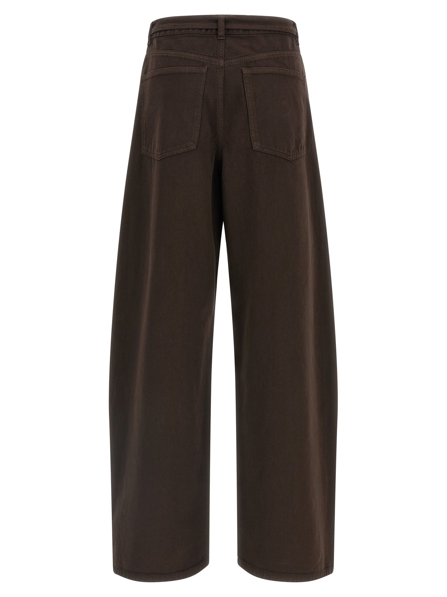 Jeans by Twinset for women in denim cotton brown & gold features a refined silhouette with a refined relaxed-fit, defined by a high rise and a refined long for a refined finish.