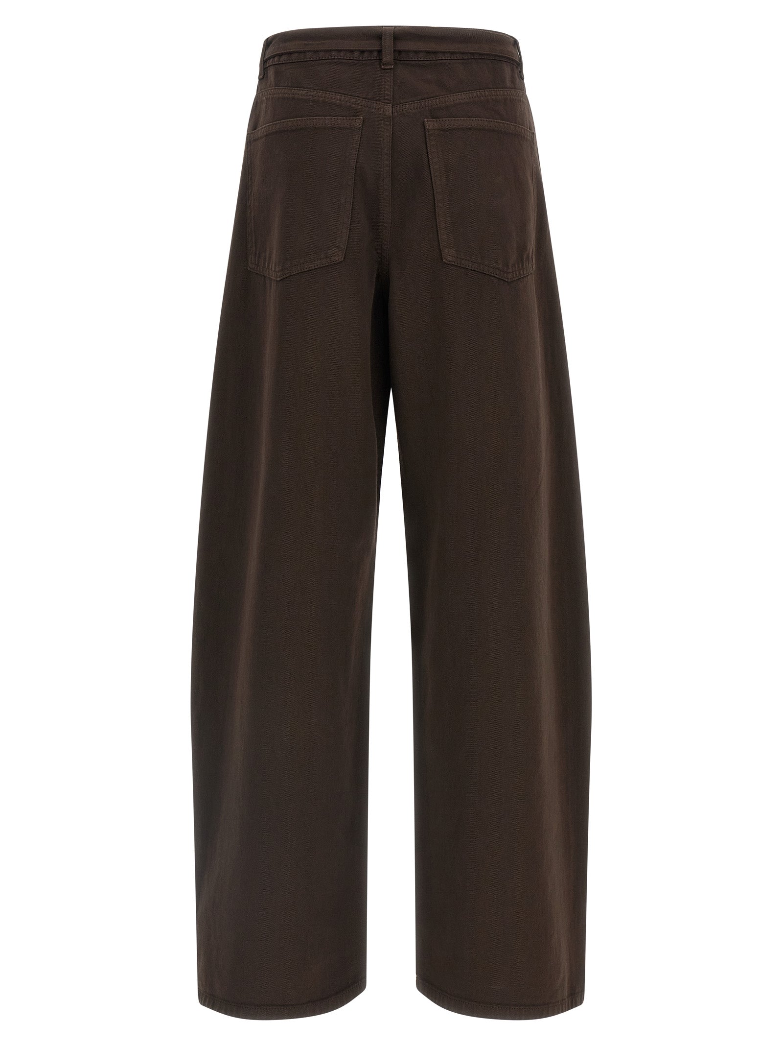 Jeans by Twinset for women in denim cotton brown & gold features a refined silhouette with a refined relaxed-fit, defined by a high rise and a refined long for a refined finish.