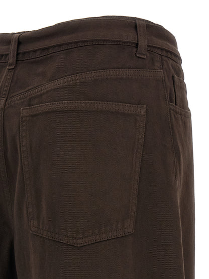 Jeans by Twinset for women in denim cotton brown & gold presents a refined pantology silhouette, artfully defined by a refined pantology relaxed-fit, long, and a sophisticated high rise.