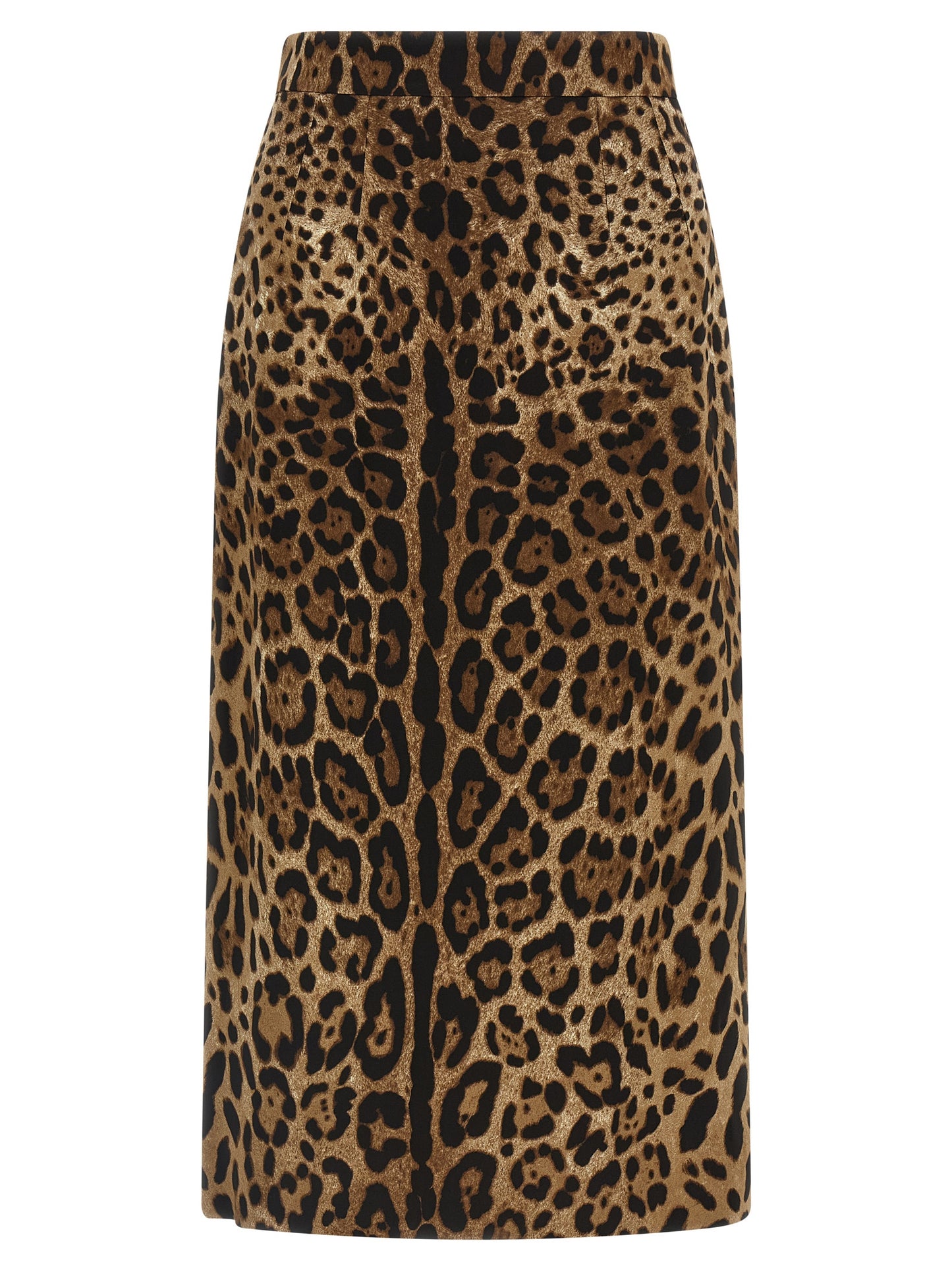 Skirt by Dolce & Gabbana for women in stretch viscose brown, leopard-print & print features an tailored silhouette, artfully capturing the essence of Women's High Rise Stretch Viscose Skirt in a sophisticated midi.