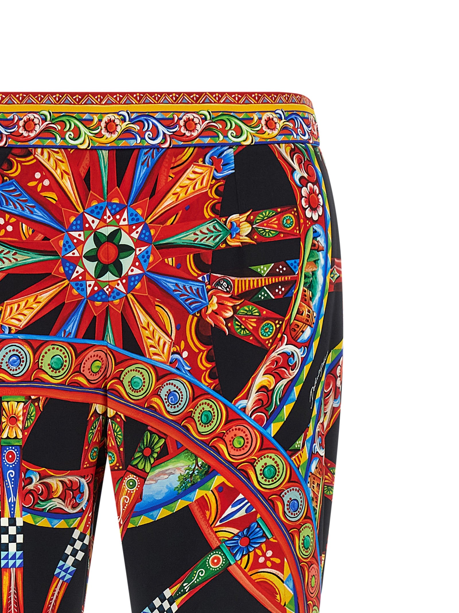 Trousers by Dolce & Gabbana for women in silk multicolor, natural, patterned, floral & print features a artisanal silhouette, showcasing a sophisticated flared with a long and for a artisanal finish.