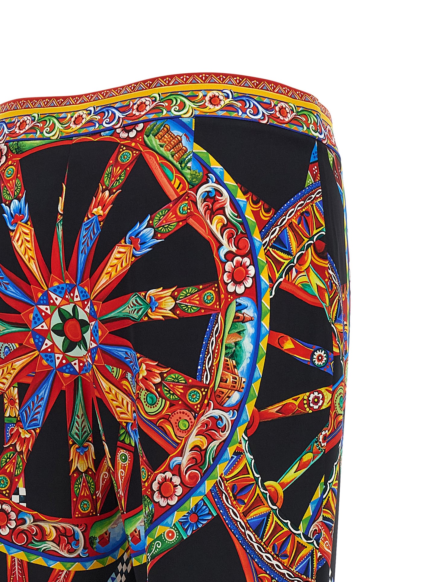 Trousers by Dolce & Gabbana for women in silk multicolor, natural, patterned, floral & print features a sculptural silhouette, showcasing a sculptural flared and long with a sophisticated for a sculptural finish.