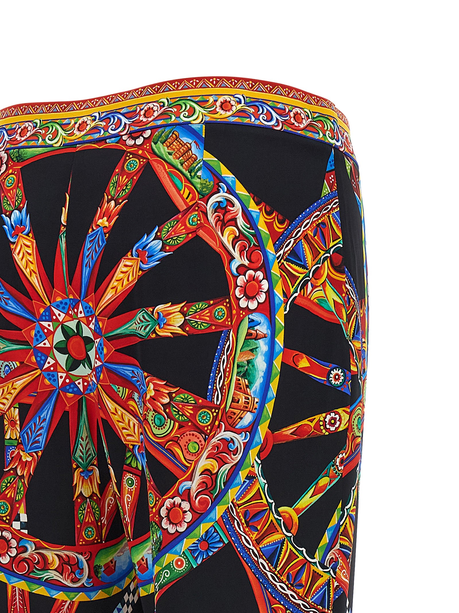 Trousers by Dolce & Gabbana for women in silk multicolor, natural, patterned, floral & print features a sculptural silhouette, showcasing a sculptural flared and long with a sophisticated for a sculptural finish.