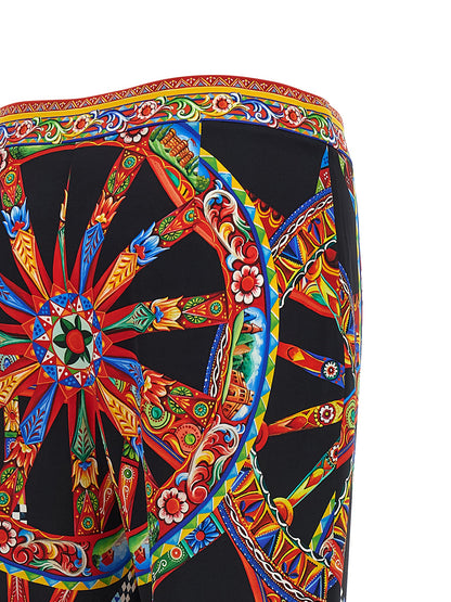Trousers by Dolce & Gabbana for women in silk multicolor, natural, patterned, floral & print features a sculptural silhouette, showcasing a sculptural flared and long with a sophisticated for a sculptural finish.