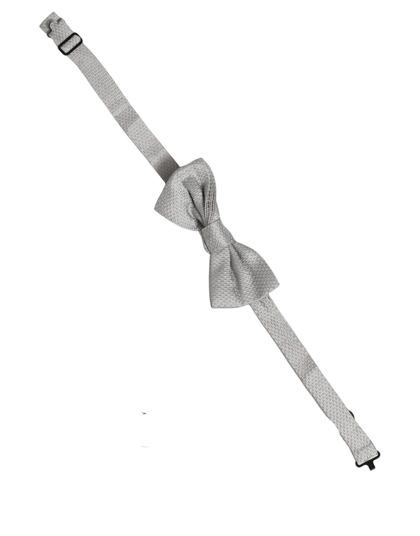 Dolce & Gabbana Men Gray 100% Silk Adjustable Neck Papillon Bow Tie