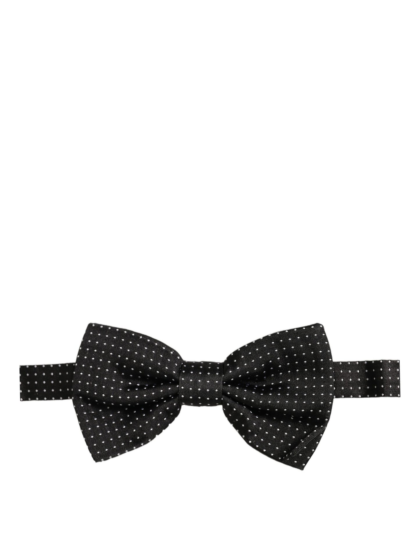 Dolce & Gabbana Men Black Polka Dot Silk Adjustable Neck Papillon Bow Tie