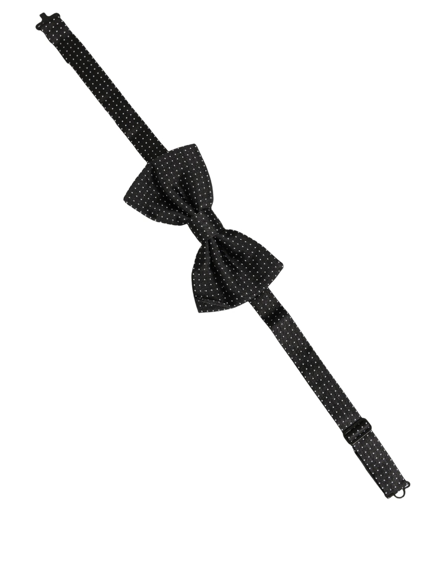 Dolce & Gabbana Men Black Polka Dot Silk Adjustable Neck Papillon Bow Tie