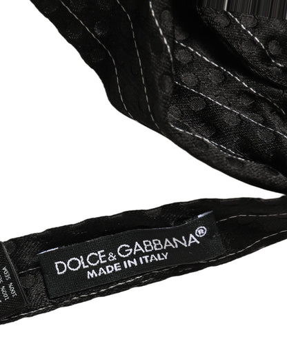Dolce & Gabbana Men Black Pinstripe Silk Adjustable Neck Papillon Bow Tie