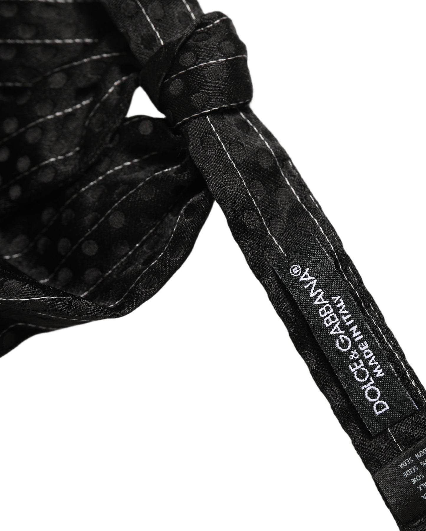 Dolce & Gabbana Men Black Pinstripe Silk Adjustable Neck Papillon Bow Tie