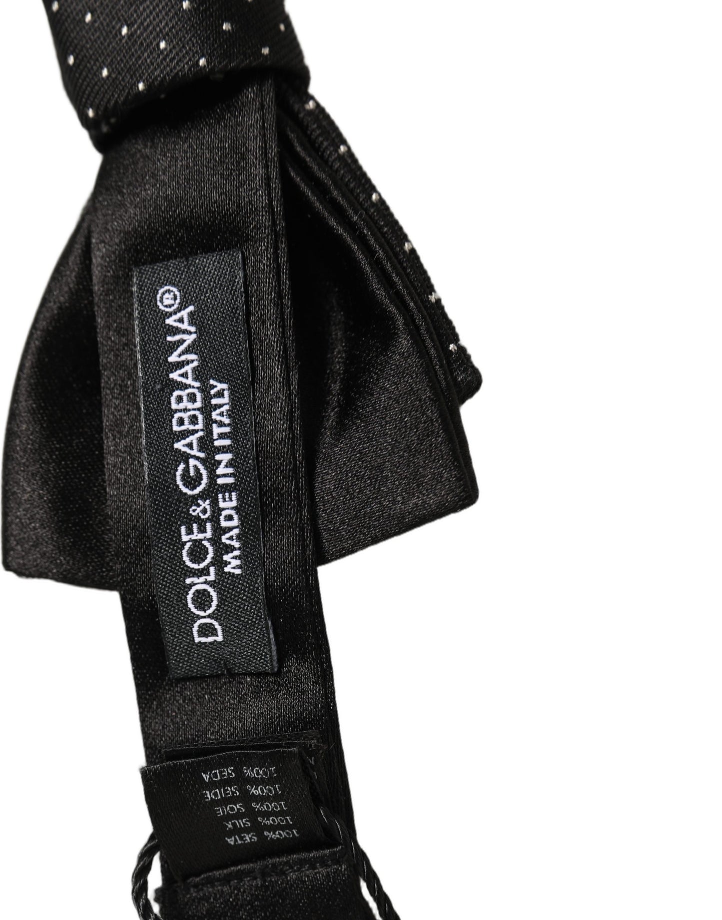 Dolce & Gabbana Men Black DG Polka Dot Adjustable Neck Papillon Bow Tie