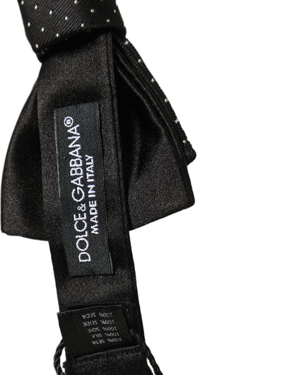 Dolce & Gabbana Men Black DG Polka Dot Adjustable Neck Papillon Bow Tie
