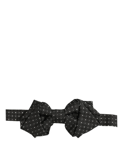 Dolce & Gabbana Men Black Polka Dot Silk Adjustable Neck Papillon Bow Tie