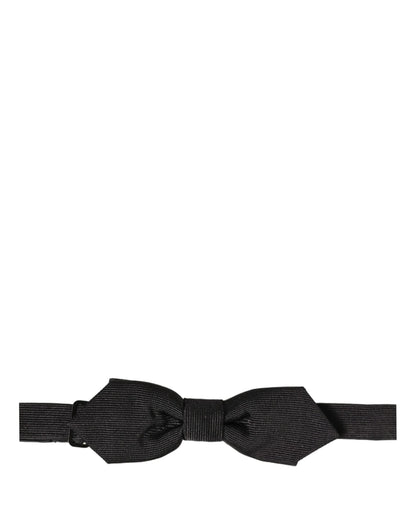 Dolce & Gabbana Men Black 100% Silk Adjustable Neck Papillon Bow Tie