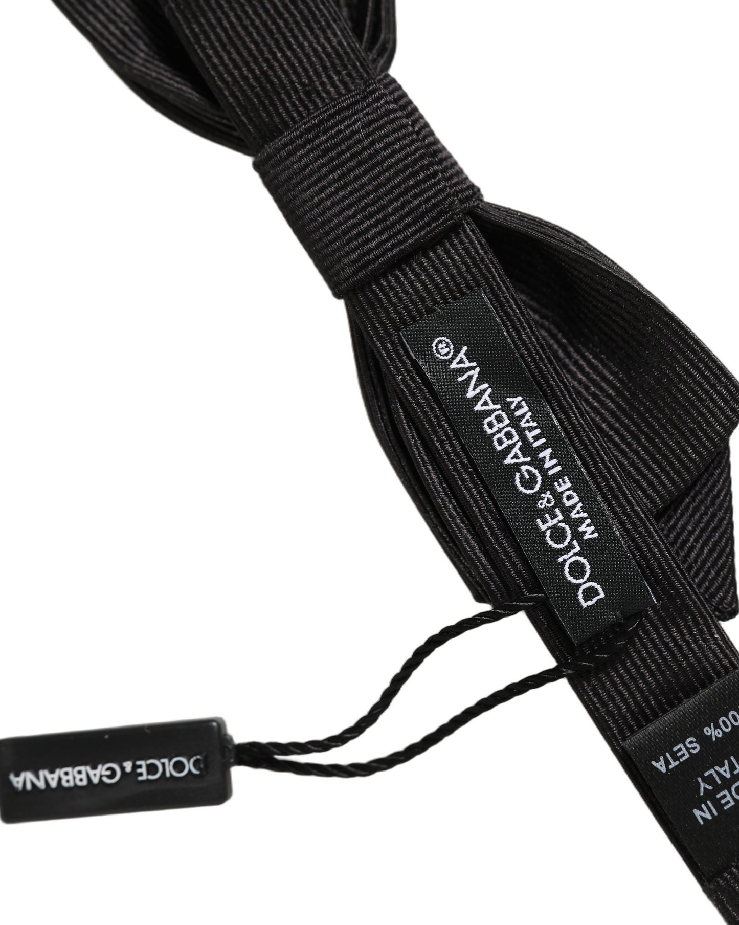 Dolce & Gabbana Men Black 100% Silk Adjustable Neck Papillon Bow Tie
