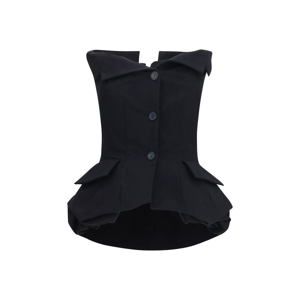 Vest by Magda Butrym for women in silk & cotton black features an contemporary silhouette, showcasing refined pockets & insulated and a contemporary for a sophisticated layered look.