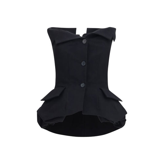 Vest by Magda Butrym for women in silk & cotton black features an contemporary silhouette, showcasing refined pockets & insulated and a contemporary for a sophisticated layered look.