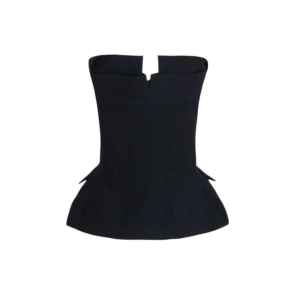 Vest by Magda Butrym for women in silk & cotton black features a chic silhouette, expertly detailed with a refined and premium pockets & insulated for a truly chic look.